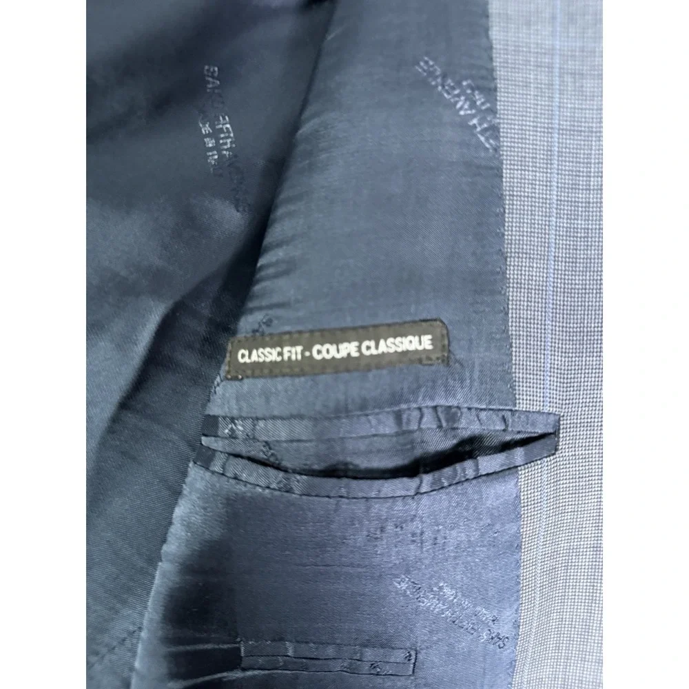 Ermenegildo Zegna Traveller Saks 100% Wool Blazer Blue Windowpane 42R Italy Made